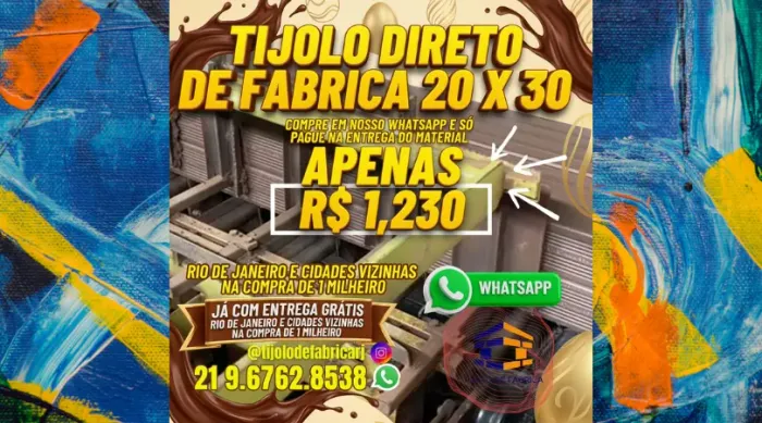 tijolo 8 furos direto da olaria 