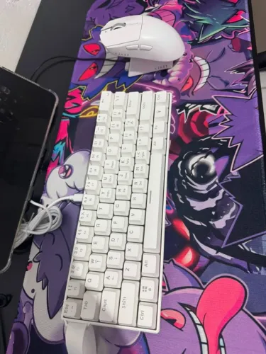 Kit Gamer / Office Ajazz White: Teclado Mecânico NK61 + Mouse Sem Fio AJ139 V2 MC com Dock