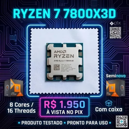 Processador AMD Ryzen 7 7800X3D - Semi-novo (com NF e Garantia)