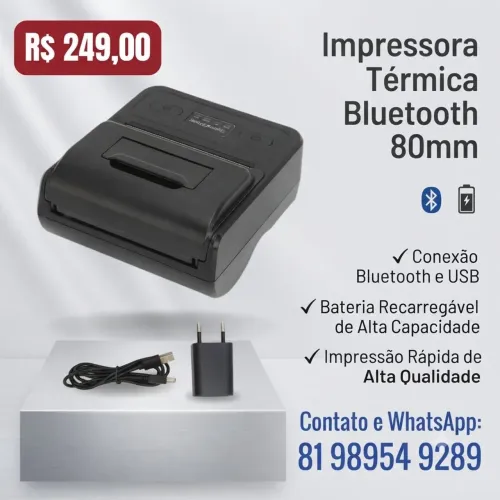 Impressora de 80mm Bluetooth portatil