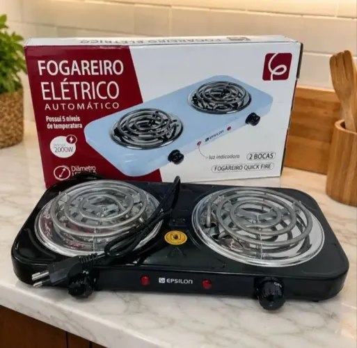 Fogareiro Fogão Elétrico 2 Bocas 2000w Prático e Econômico 110v