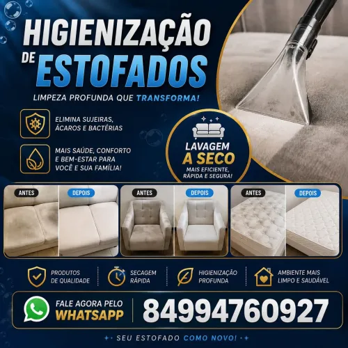 Higienização e Lavagem a seco de estofados