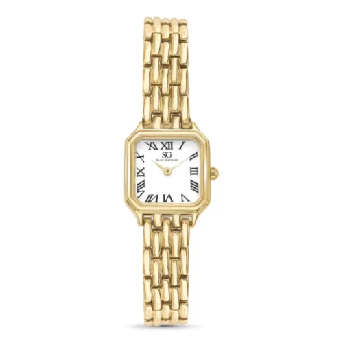 Relógio Feminino Quadrado Vintage Boxy Dourado em Números Romanos