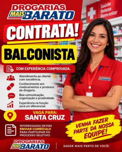 Vaga balconista de farmácia