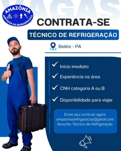Técnico em Refrigeração contrata-se com início imediato