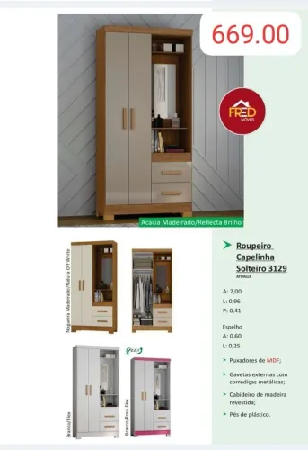 Guarda roupa capelinha com espelho, entrega e monta, super promoção