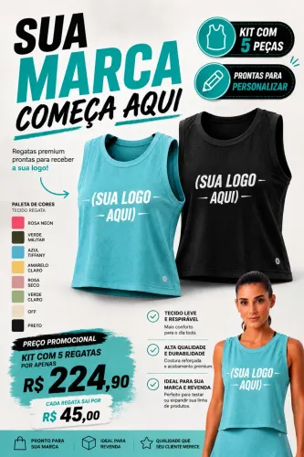 Kit 5 Regatas Dry Fit Premium para Personalizar Sua Marca