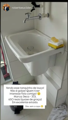 Tanquinho de lavar roupa - cor louça branca 30L DECA