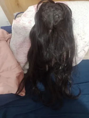 Topper de cabelo castanho escuro fibra orgânico 