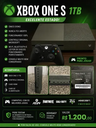Vendo Xbox One S 1TB em excelente estado de conservação