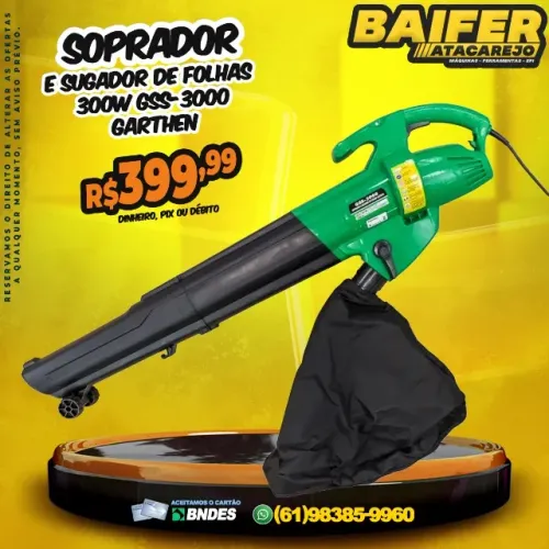 Soprador e Sugador de Folhas 300W GSS-3000 Garthen