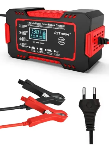 Carregador Inteligente De Bateria Automotiva 12v 6a Recupera Baterias 4ah A 100ah Carro Mo