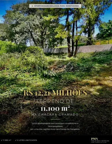 Terreno à venda em Campinas, Bairro das Palmeiras, com 11100 m², Chácara Gramado