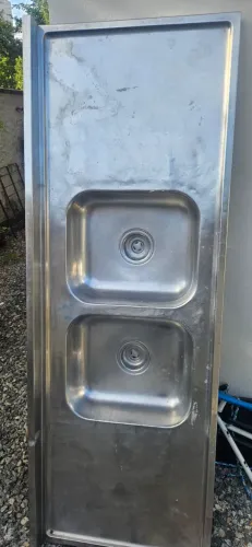 Tampo de pia inox com cuba dupla