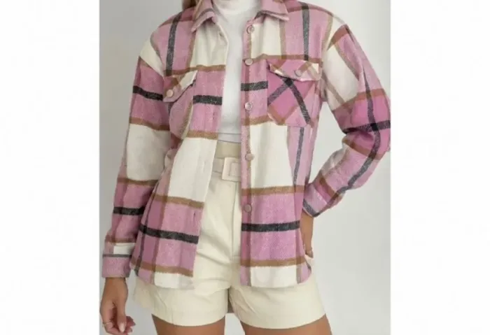 Camisa Xadrez Flanelada Feminina Rosa Festa Junina São João 