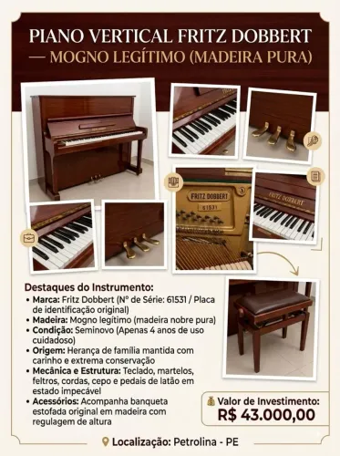 PIANO VERTICAL FRITZ DOBBERT ? MOGNO LEGÍTIMO