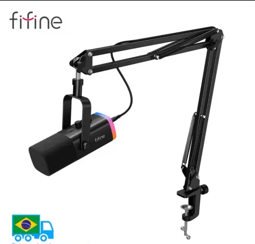 FIFINE-Kit de Microfone XLR Dinâmico com Braço Boom para Mixer,Gaming USB Mic Set, RGB