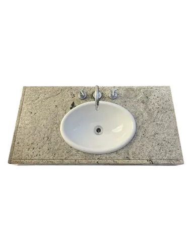 Pia de pedra mármore banheiro/lavabo com torneira e misturadores cromados