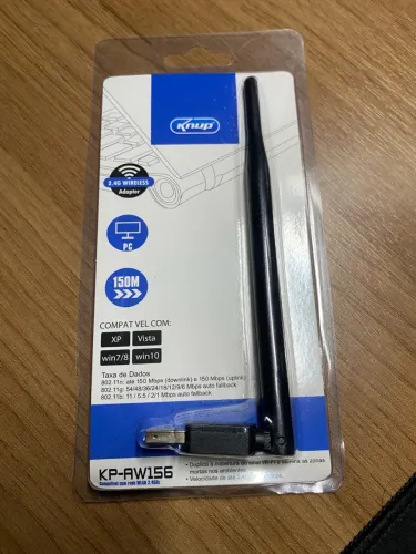 Adaptador Wi-Fi USB Knup KP-AW156 150Mbps com Antena (Lacrado/Novo)