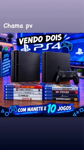 PS4 FAT E SLIN COM 10 JOGOS E 1 MANETE