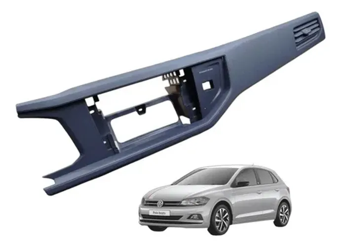 Moldura Painel Central Multimidia Vw Polo Virtus 2018 A 2022 Cinza