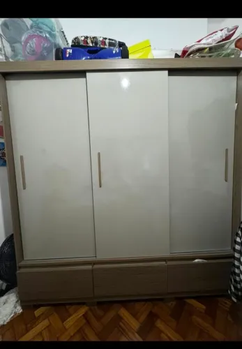 Guarda-Roupa Casal Bartira Monza 3 Portas de Correr 3 Gavetas Externas MDP -