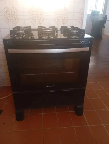Fogão 5 bocas tampa de vidro elétrico