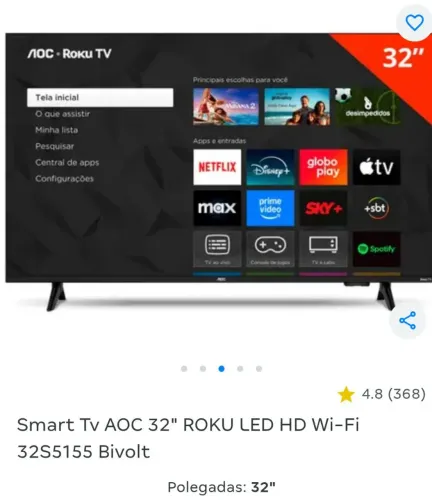 Vendo smartv AOC 32 polegadas nova
