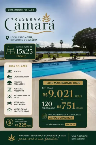 Oportunidade: Ultimos Lotes: CONDOMINIO RESERVA CAMARÁ: 7KM DO CENTRO DE EUSÉBIO -CEARÁ