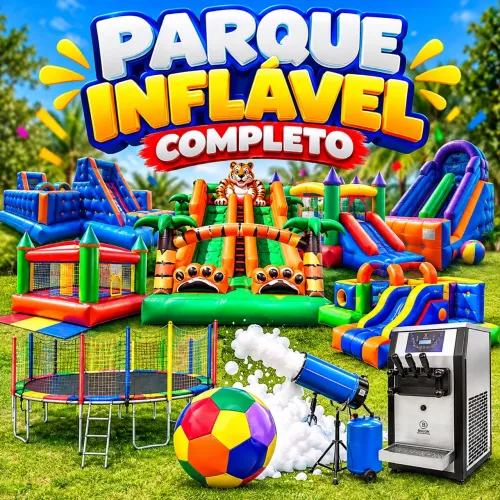 Parque Inflável Completo + Máquina de Sorvete