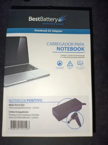 Carregador para Notebook Positivo 19V/3.42A/65W/5.5-2.5mm