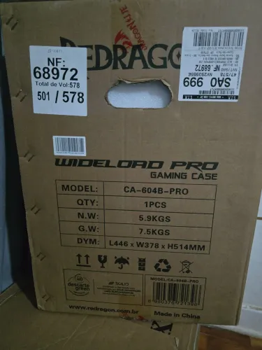Gabinete Gamer Redragon Wideload Pro CA-604B-PRO - Novo na Caixa
