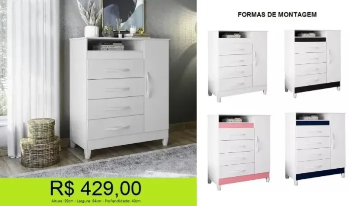 Comoda 4 cores em 1 o seu Design surpreende!