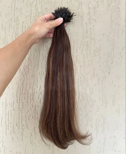 cabelo humano do sul 140g | 5055cm | castanho com mechas | natural