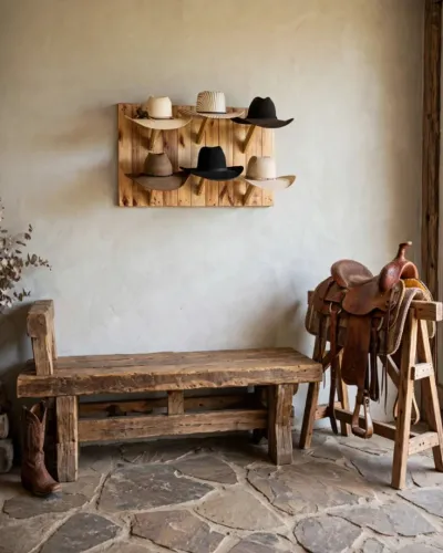 Suporte para Chapeu e Bones - Chapeleiro Madeira Rustico Decoração