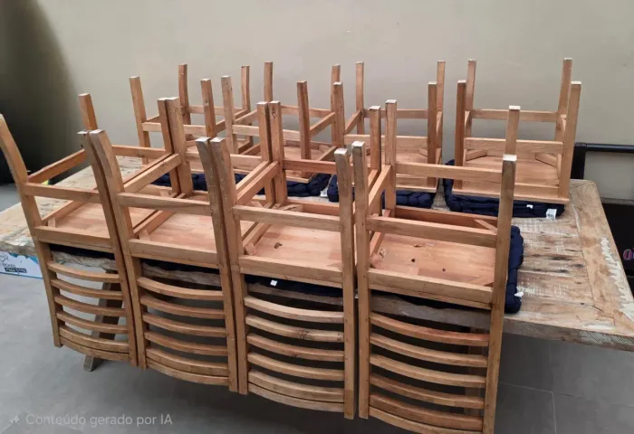 Mesa de madeira de demolição 8 lugares