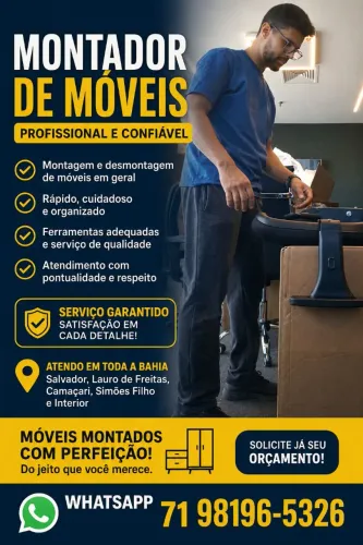 Montador de Móveis SALVADOR, LAURO DE FREITAS, CAMAÇARI e SIMÕES FILHO Armador de Móveis