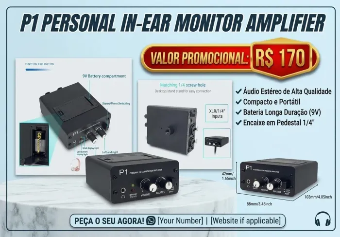 Monitor in ear para fone de ouvido stereo