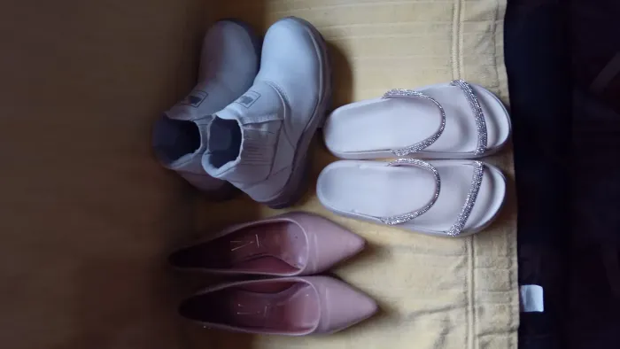 Bota de segurança branca,1 scarpin vizano,grátis i sandália moleca 