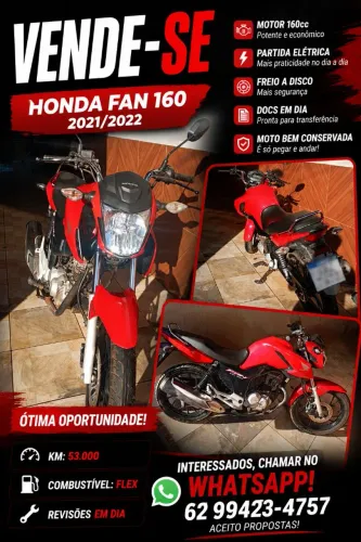 Vendo Fan 2022 CG ótimo estado , negociamos de várias formas ,moto em ótimo estado
