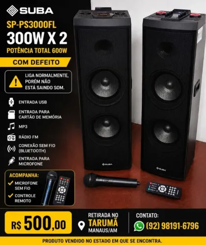 SOM SUBA SP-PS3000FL - 300W x 2 - COM DEFEITO