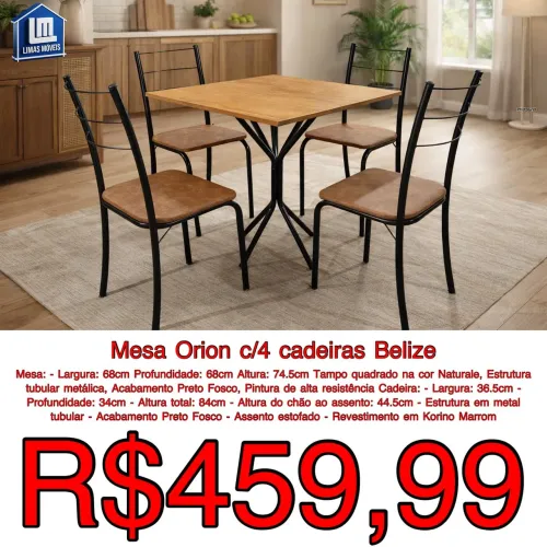 Mesa jantar Orion com 4 cadeiras / frete grátis / pague na entrega 