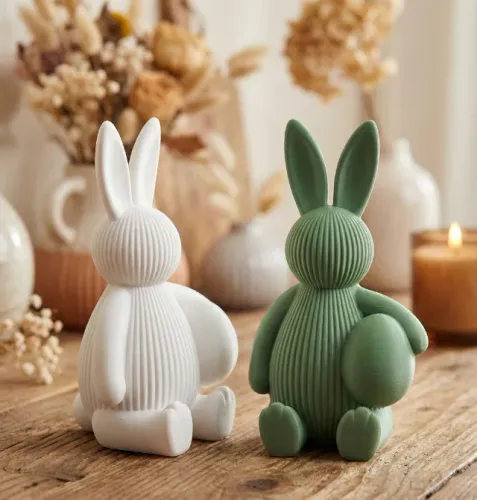 Coelho Canelado com Ovo - Decoração de Páscoa Moderna