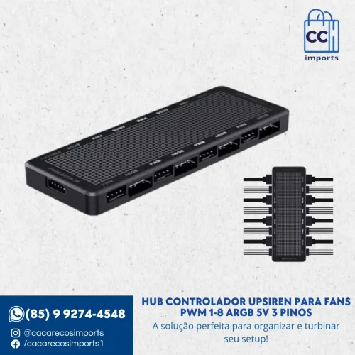 Hub controlador para fans PWM 1-8 ARGB 5V 3 Pinos