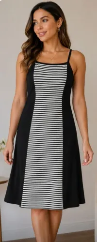 Vestido Preto c/Listras