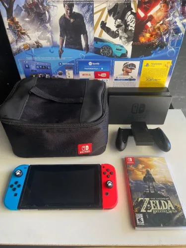 NINTENDO SWITCH V2 32GB BLOQUEADO+CARTÃO DE128GB+ZELDA (SEMI-NOVO) SOMOS LOJA FÍSICA