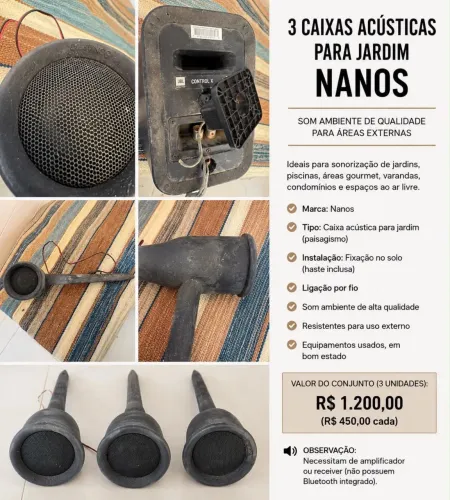 3 caixas acústicas para jardim nabos