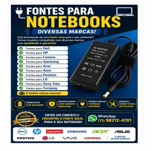 Fontes para notebook , diversas marcas e modelos