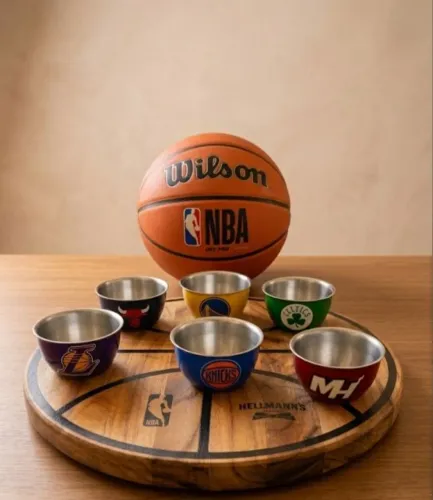 Kit Colecionável NBA + Hellmann's (Bola Wilson DRV Pro + Tábua Giratória + 6 Molheiras)