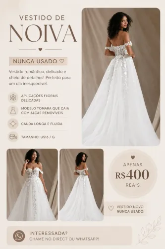 Vendo vestido de noiva novo nunca usado